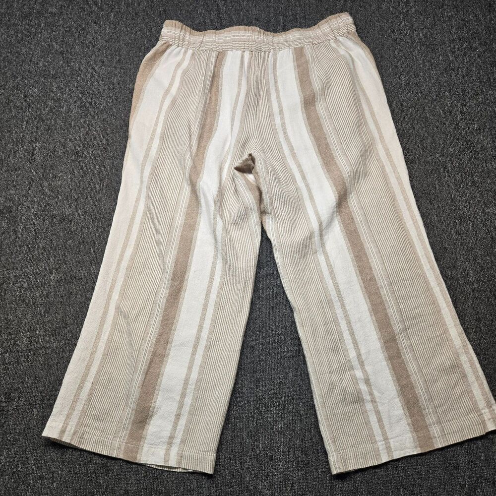 Per Se Women’s L Linen Capri Pants Beige White Striped Relaxed Fit Casual 36x24 - Picture 11 of 13